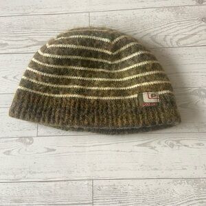 Striped Wool Beanie with Logo